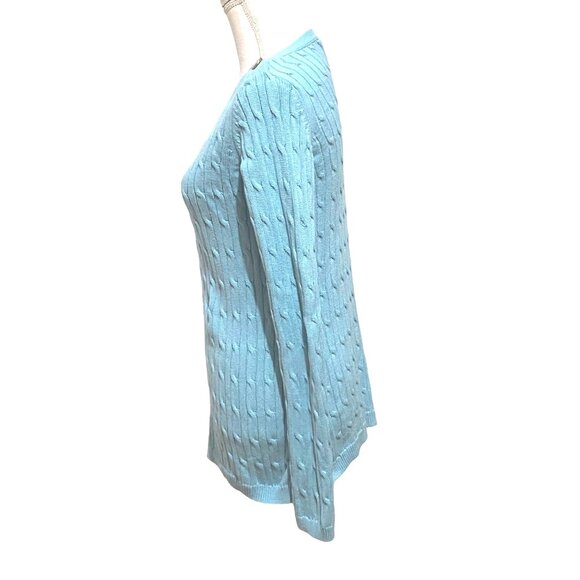 Talbots Pullover Cable Knit Sweater S Blue Soft Girl Preppy Classic Spring - Picture 2 of 6